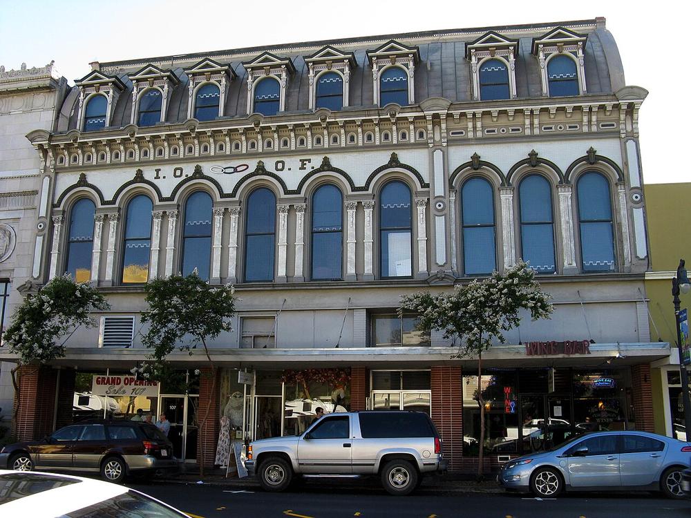 Historic downtown Petaluma — the Odd Fellows building on Petaluma Boulevard